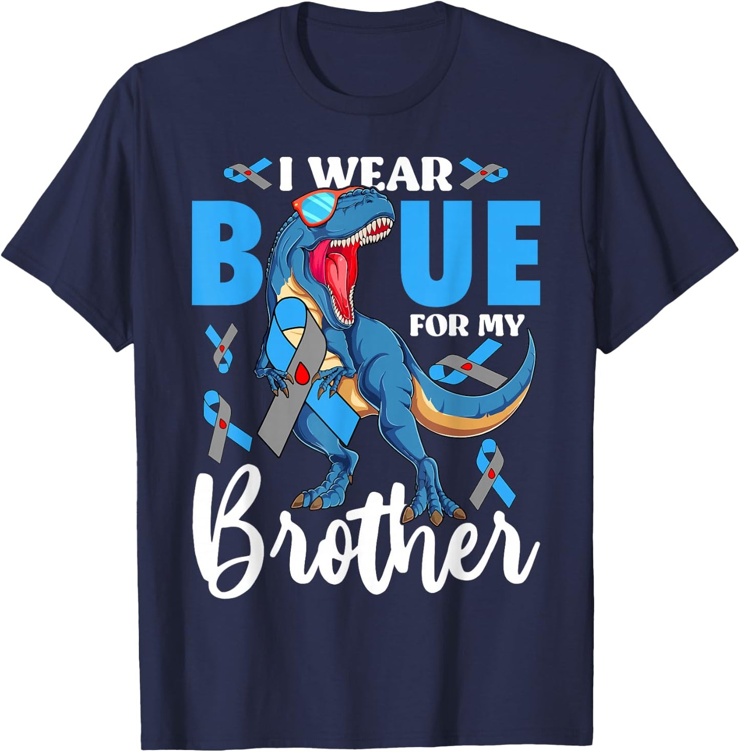 I Wear Blue For My Brother Type 1 Diabetes Awareness T-Shirt - T-Shirt | Navy