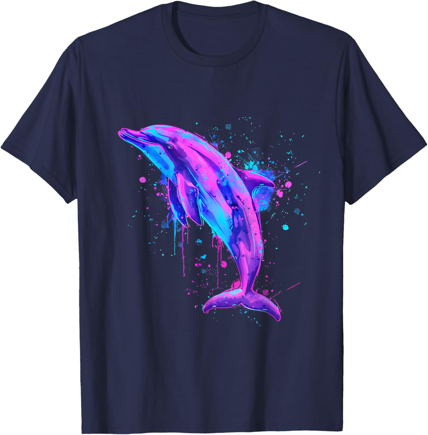 Sea Ocean Dolphin Artwork Dolphin Ocean Sea Animal Lover T-Shirt - T-Shirt | Navy