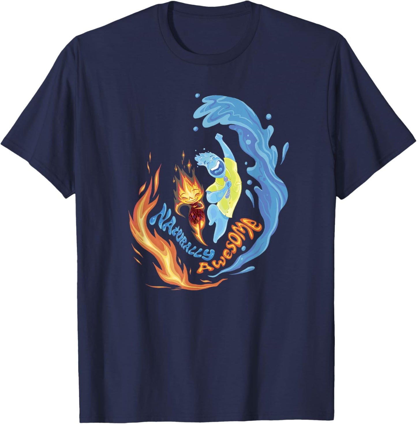 Disney Pixar Elemental Naturally Awesome Ember & Wade Shot T-Shirt - T-Shirt | Navy