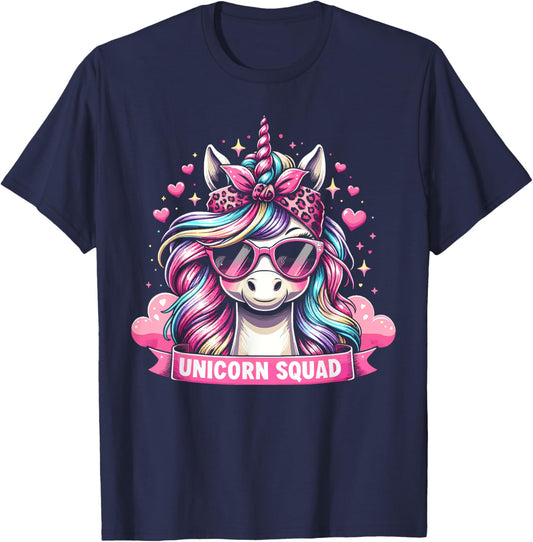 Unicorn Squad - Graceful Unicorn with leopard Bandana T-Shirt - T-Shirt | Navy