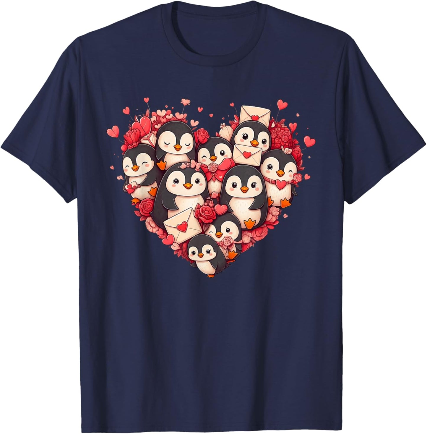 Funny Penguin Heart Valentine Penguin Kids T-Shirt - T-Shirt | Navy