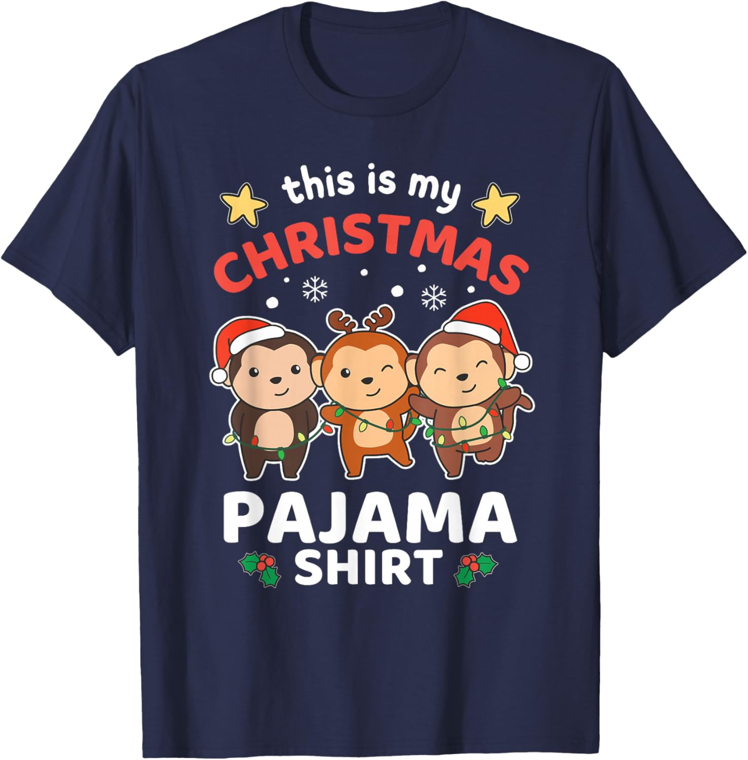 Monkey Christmas This Is My Christmas Pajama T-Shirt - T-Shirt | Navy
