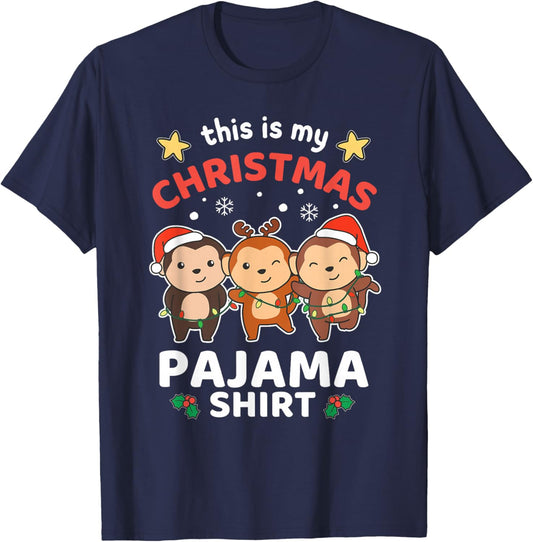 Monkey Christmas This Is My Christmas Pajama T-Shirt - T-Shirt | Navy