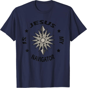 Vintage Jesus Is My Navigator T-Shirt - T-Shirt | Navy