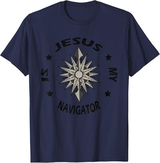 Vintage Jesus Is My Navigator T-Shirt - T-Shirt | Navy