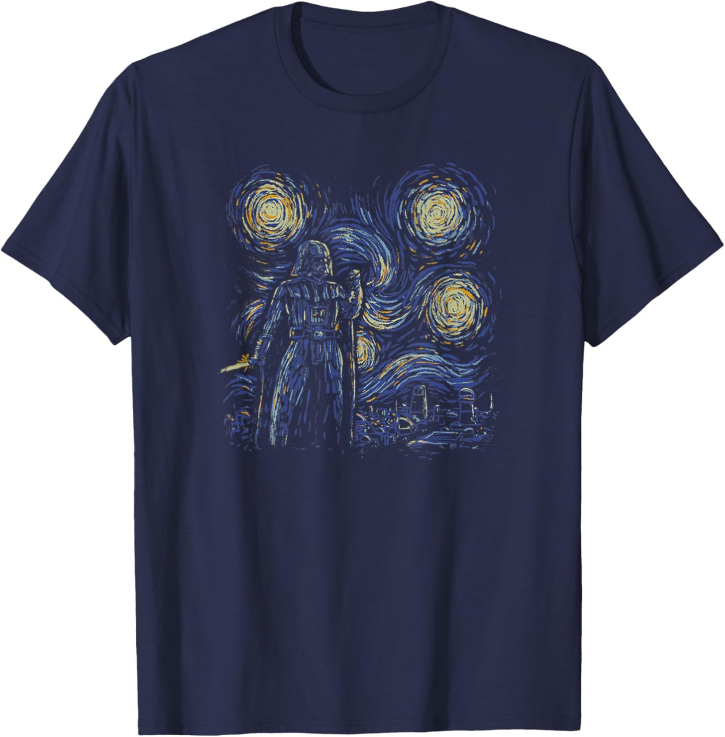Star Wars Classic Darth Vader In Van Gogh's Starry Night T-Shirt - T-Shirt | Navy