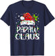 Papaw Claus Christmas Santa Hat Matching Family Xmas Lights T-Shirt - T-Shirt | Navy