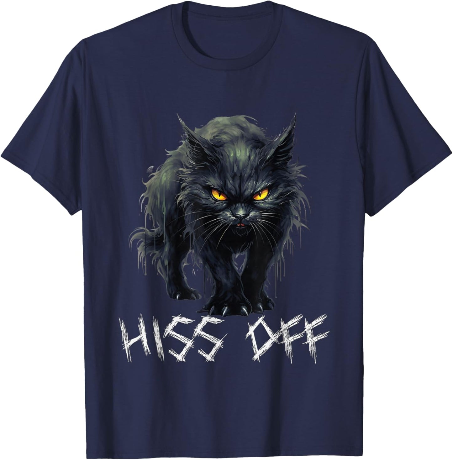 Hiss Off Cat Men Women T-Shirt - T-Shirt | Navy
