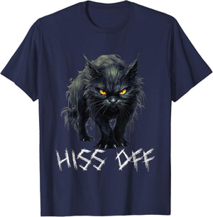 Hiss Off Cat Men Women T-Shirt - T-Shirt | Navy