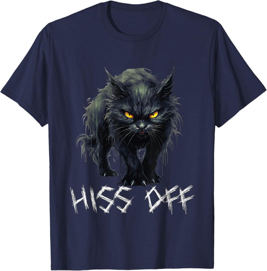 Hiss Off Cat Men Women T-Shirt - T-Shirt | Navy