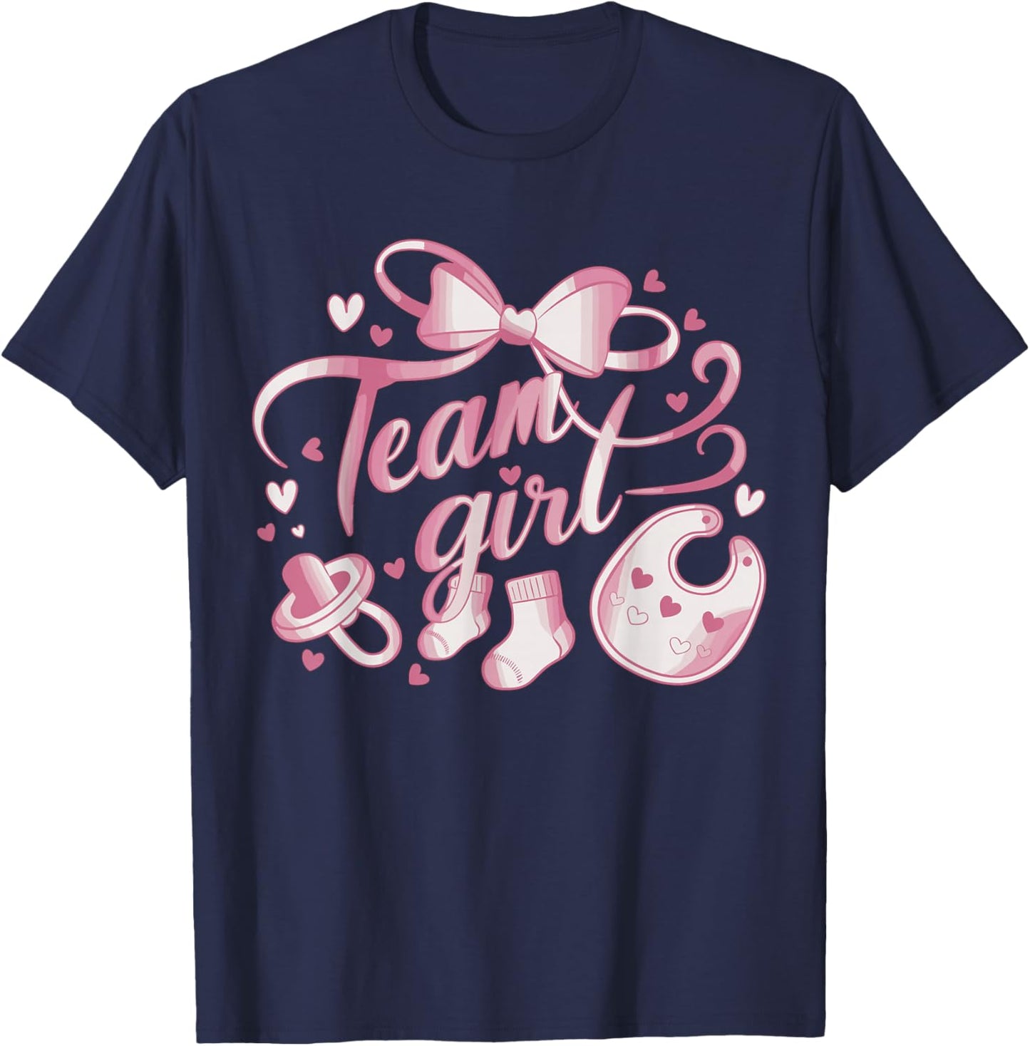 Gender Reveal Party Team Girl T-Shirt - T-Shirt | Navy