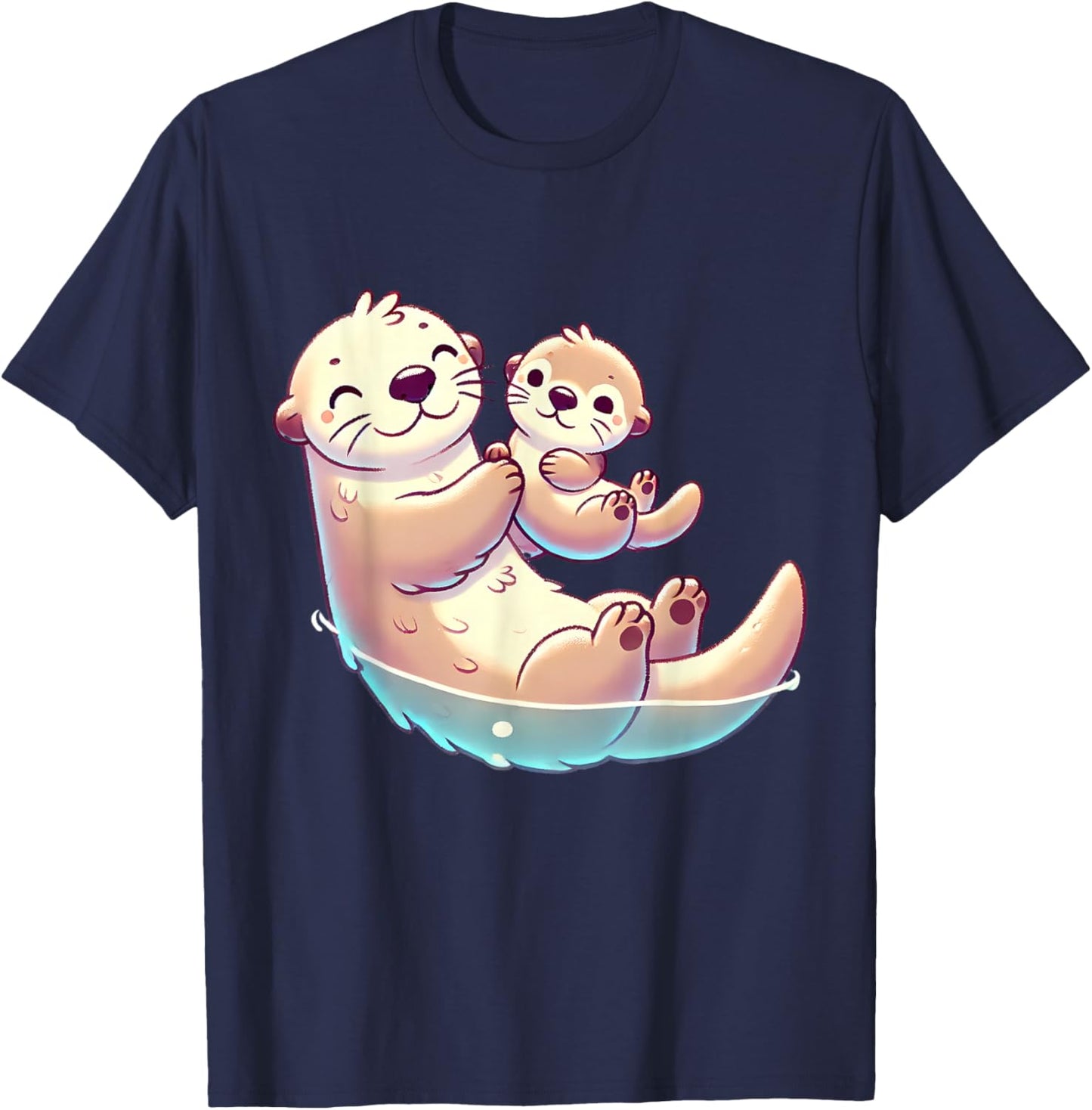 Mom and Baby Otter Mother Mama Mother's Day T-Shirt - T-Shirt | Navy