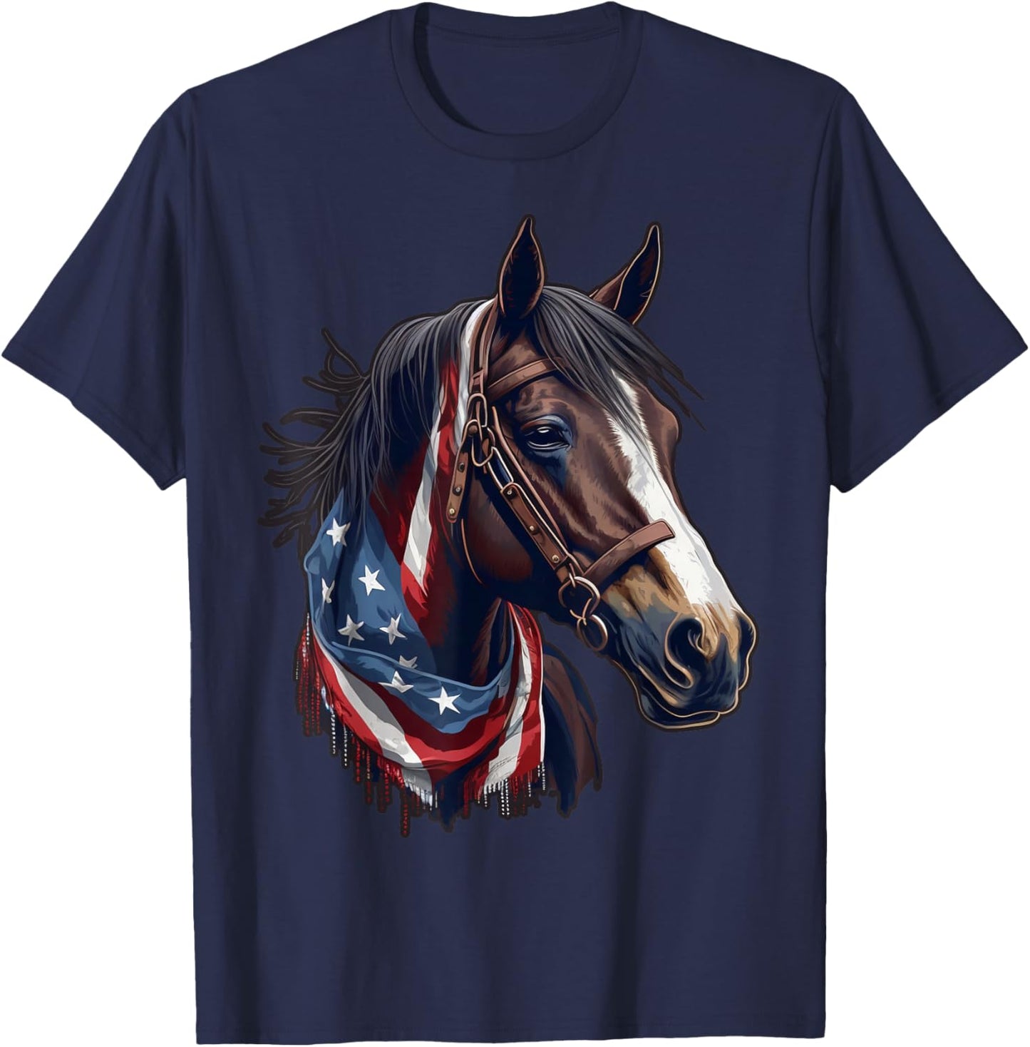 USA 4th Of July Horse on Patriotic American Horse T-Shirt - T-Shirt | Navy