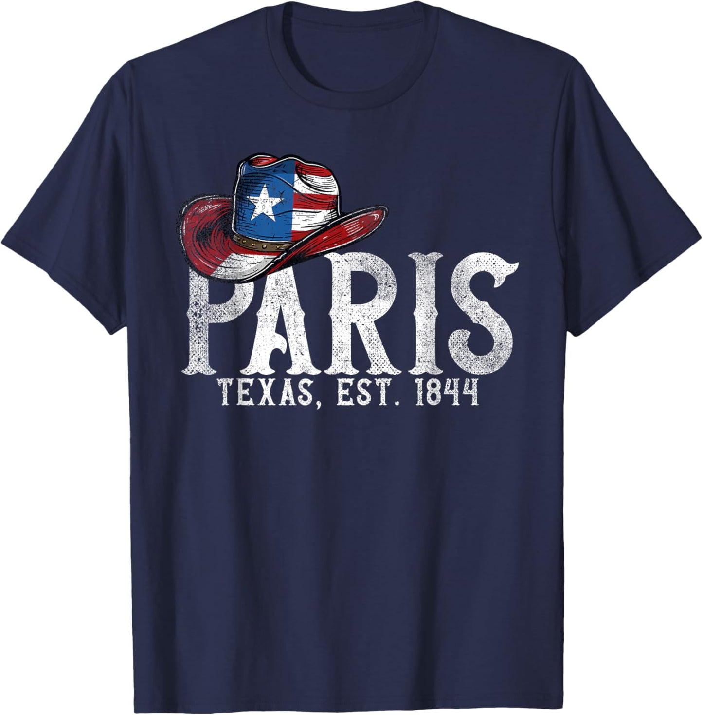 Paris Texas TX | cowboy hat T-Shirt - T-Shirt | Navy