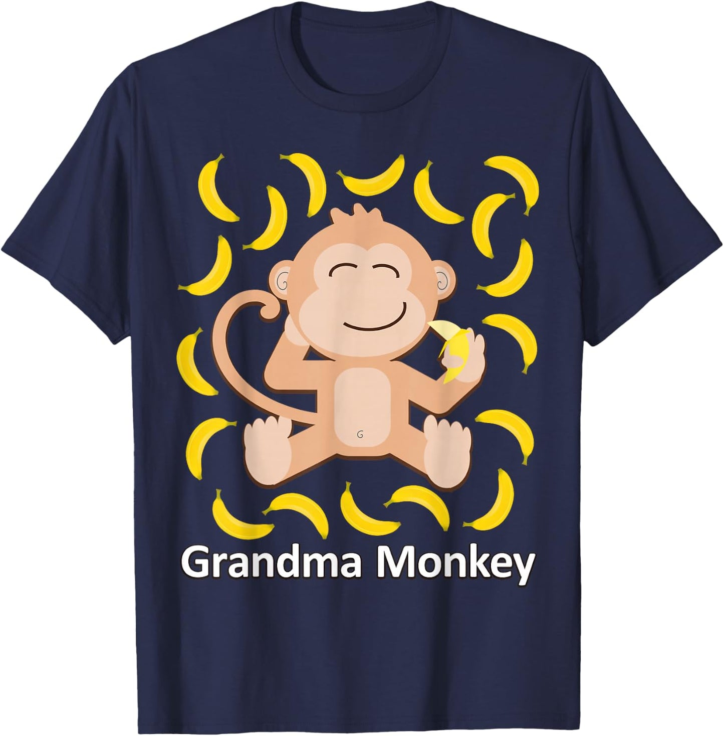 Grandma Monkey Banana Print Monkeys Bananas T-Shirt - T-Shirt | Navy