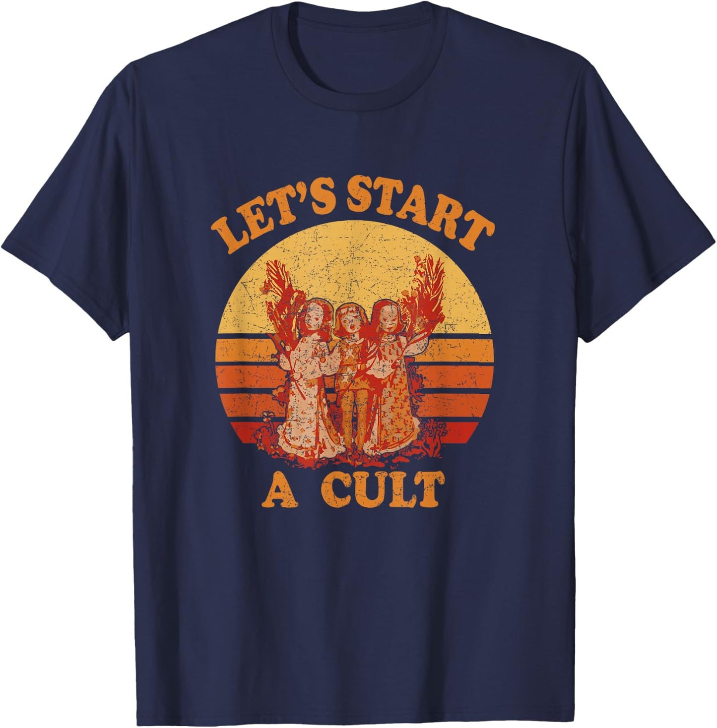 Lets Start A Cult - Retro Sunset T-Shirt - T-Shirt | Navy