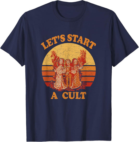 Lets Start A Cult - Retro Sunset T-Shirt - T-Shirt | Navy