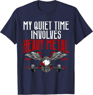 Heavy Metal | Fitness Weightlifting Deadlift Workout Gym T-Shirt - T-Shirt | Navy