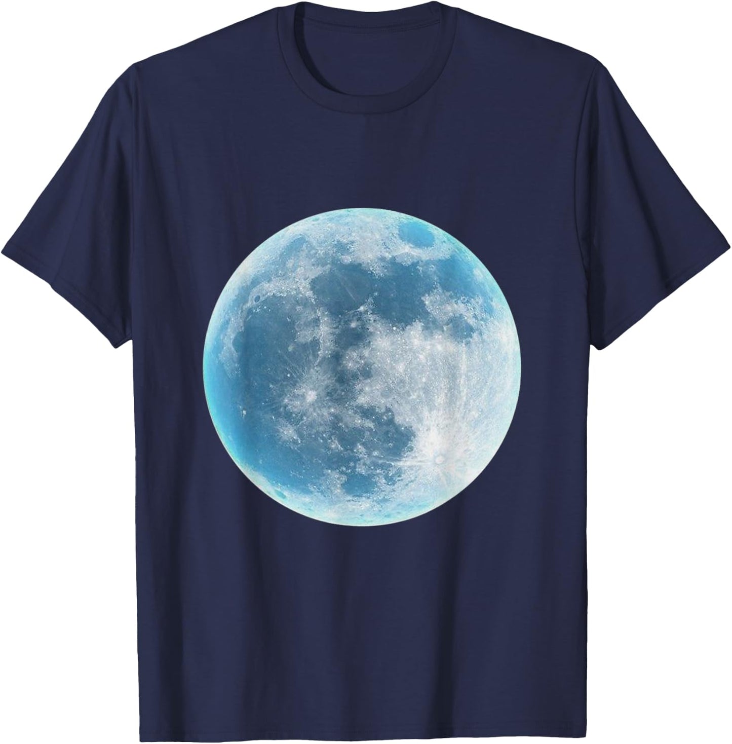 Moon Lunar Surface Full Space Galaxy Gray Green White T-Shirt - T-Shirt | Navy