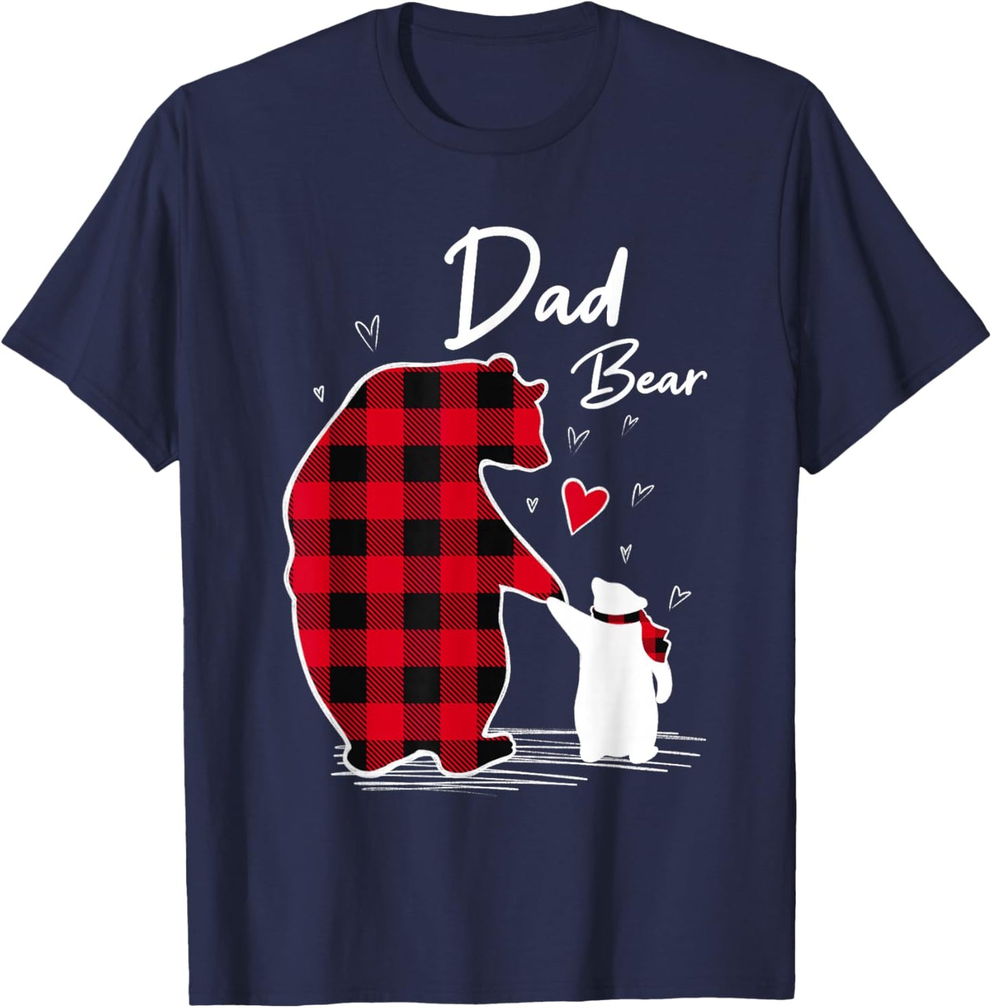 Dad Bear Christmas Pajama Red Buffalo Plaid T-Shirt - T-Shirt | Navy