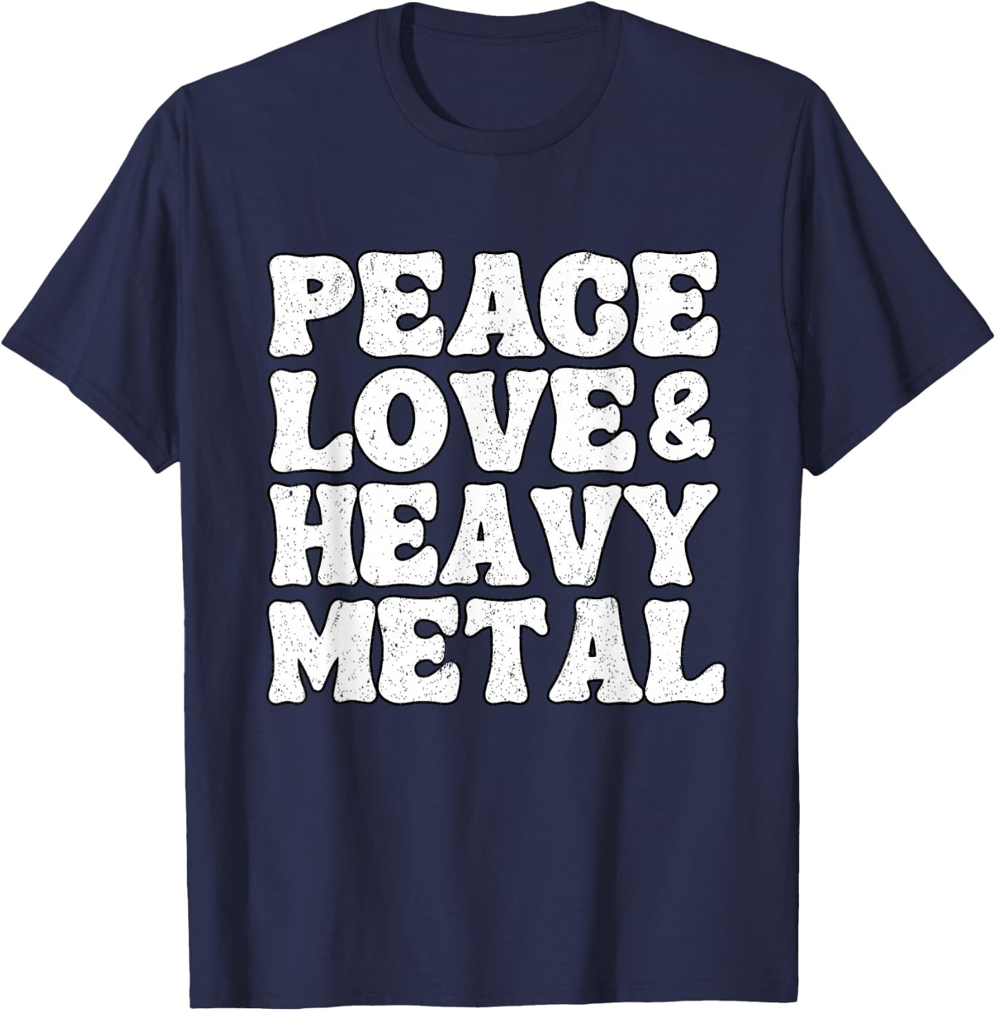 Punk Rock Kids Band Metal Retro Peace Love & Heavy Metal T-Shirt - T-Shirt | Navy