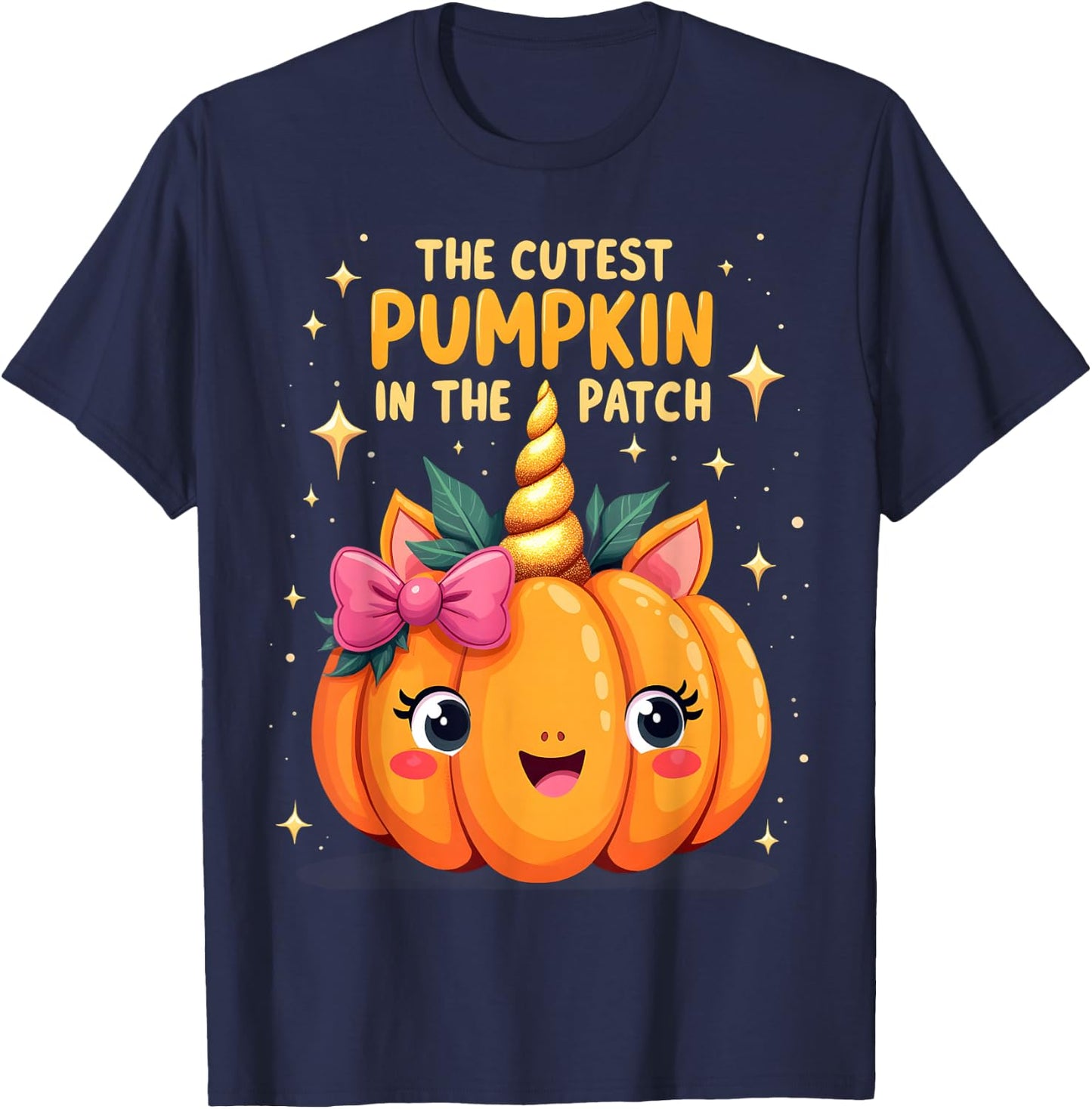 The Cutest Pumpkin In The Patch Halloween Pumpkin Kids T-Shirt - T-Shirt | Navy