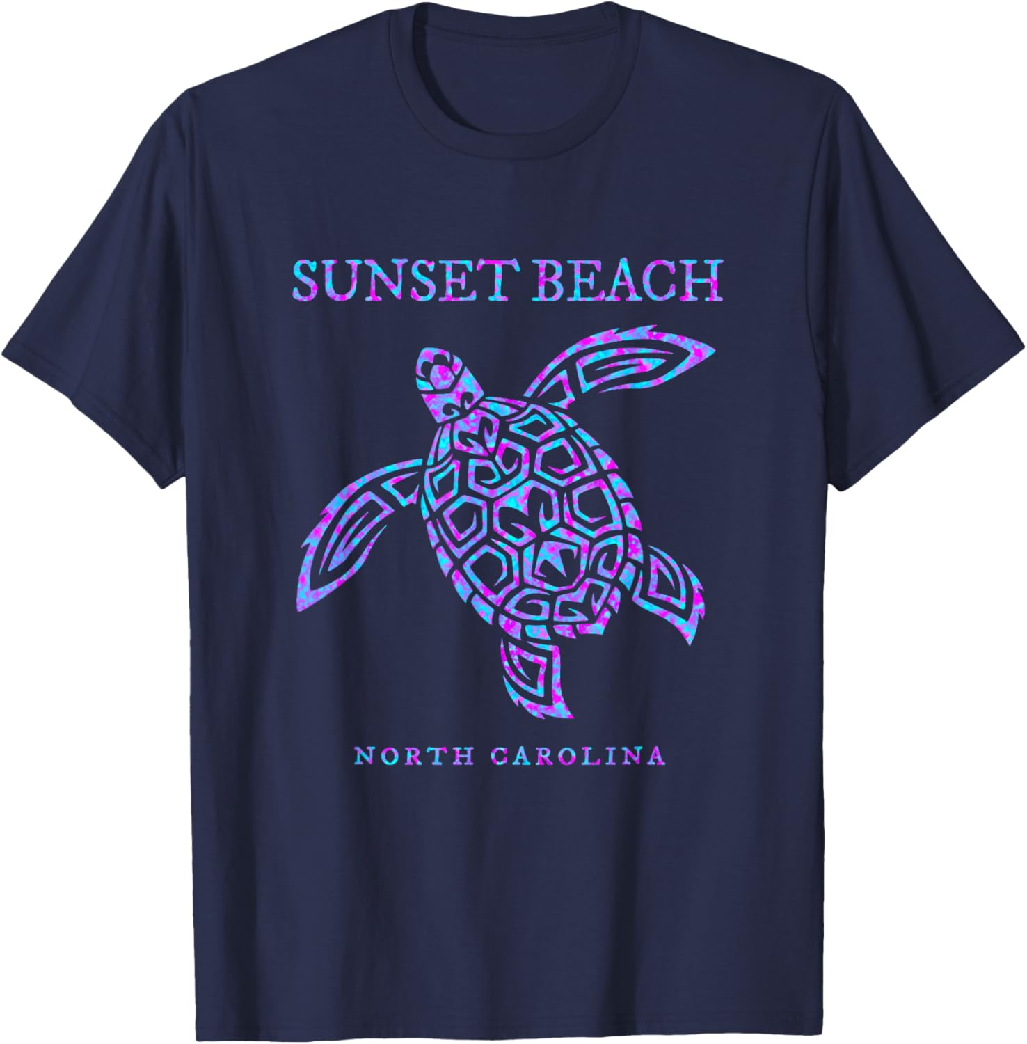 Sunset Beach North Carolina Sea Turtle Beach Vacation T-Shirt - T-Shirt | Navy