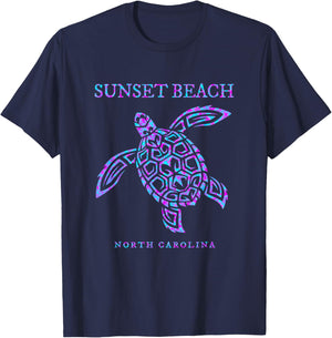 Sunset Beach North Carolina Sea Turtle Beach Vacation T-Shirt - T-Shirt | Navy