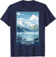 Hubbard Glacier, Alaska Retro Travel Poster Graphic T-Shirt - T-Shirt | Navy
