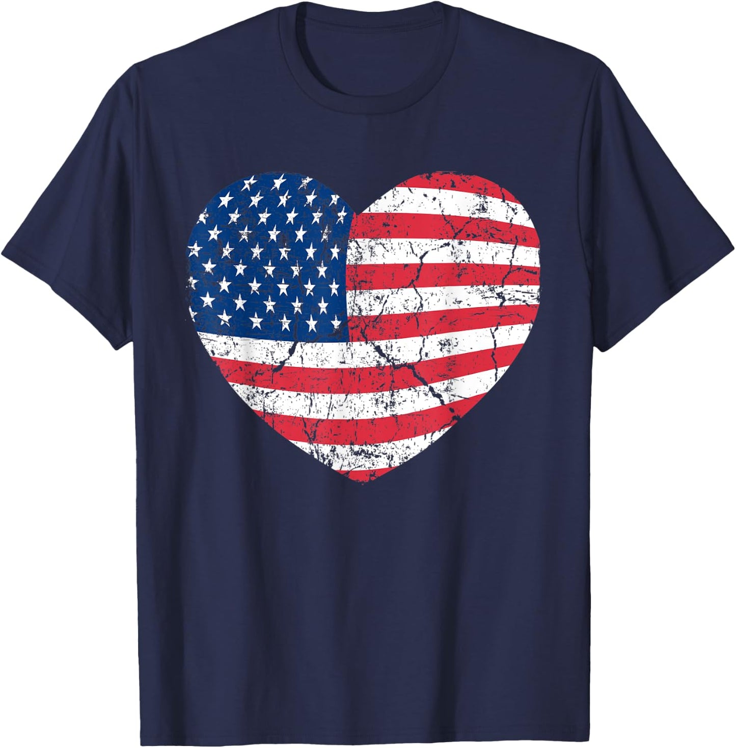 America Heart Love America Shirt Heart Flag T-Shirt - T-Shirt | Navy