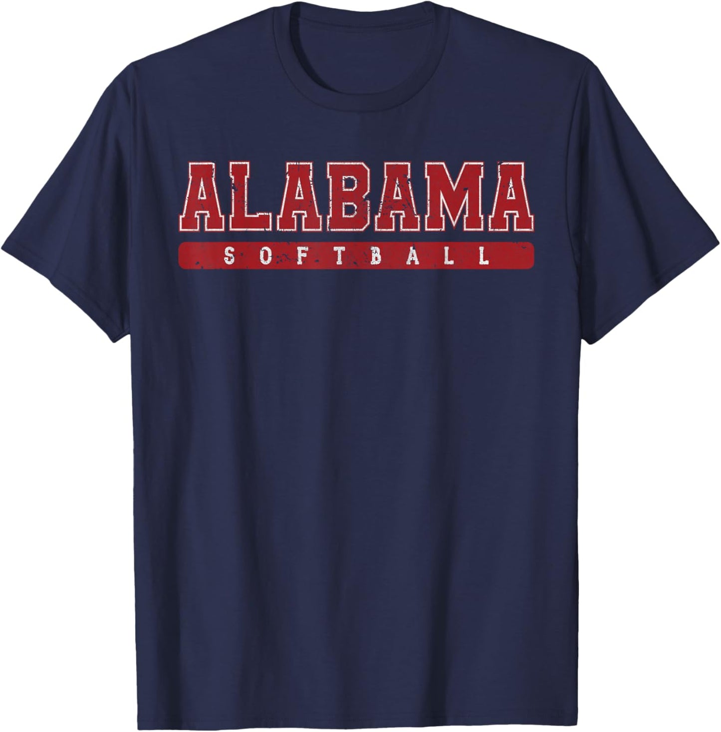 Alabama Softball Red Vintage Text T-Shirt - T-Shirt | Navy