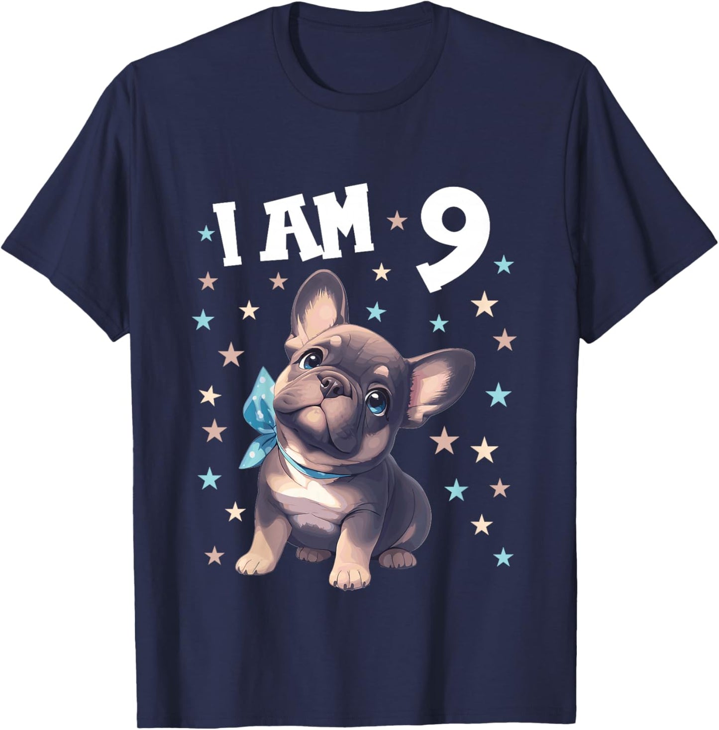 Kids 9 Years old 9th birthday French Bulldogs French Bulldog T-Shirt - T-Shirt | Navy