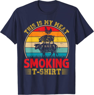 Vintage This Is My Meat Smoking BBQ Smokers Lovers T-Shirt - T-Shirt | Navy
