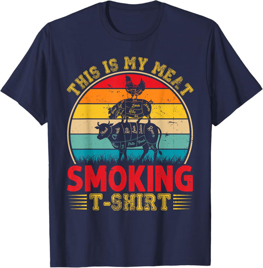 Vintage This Is My Meat Smoking BBQ Smokers Lovers T-Shirt - T-Shirt | Navy