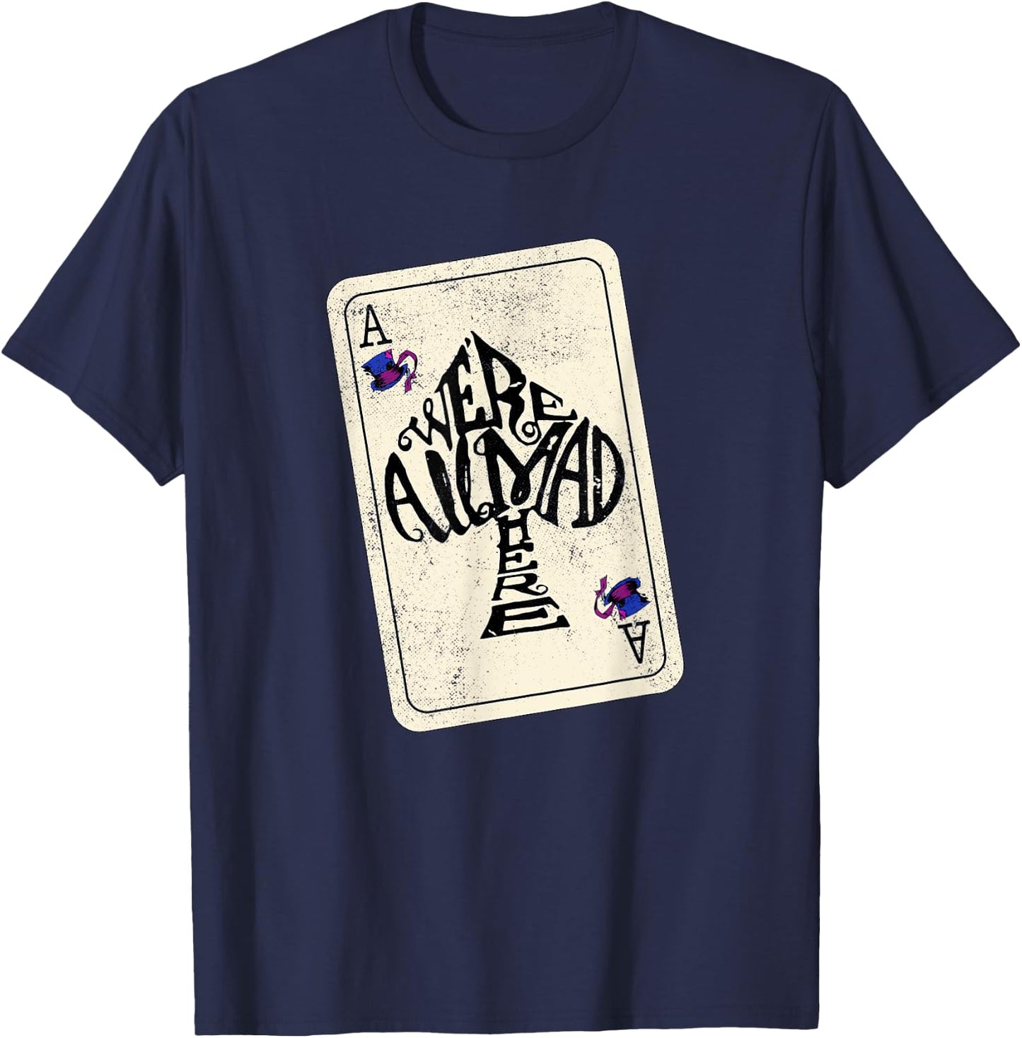 Alice In Wonderland We're All Mad Here Ace of Spades T-Shirt - T-Shirt | Navy