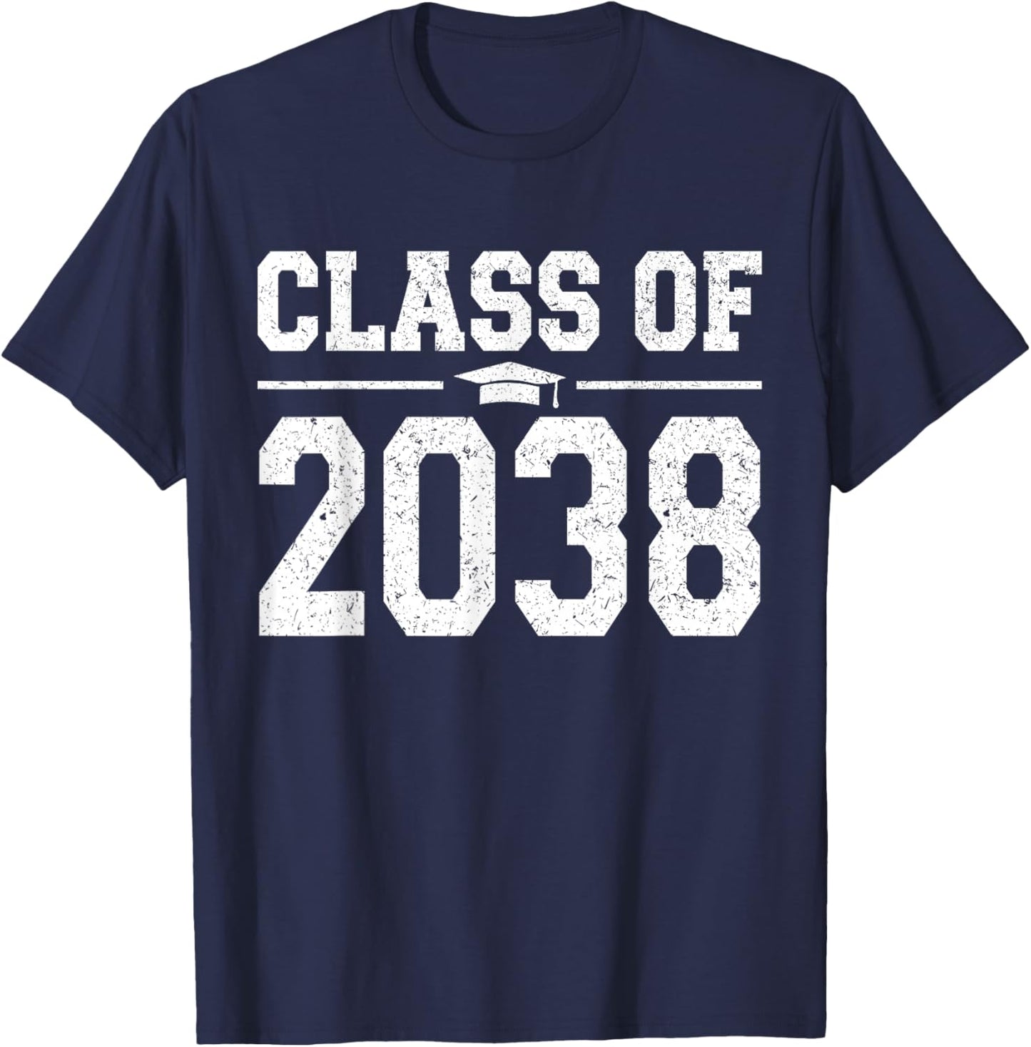 Class of 2038 Grow With Me Graduation Vintage Kindergarten T-Shirt - T-Shirt | Navy