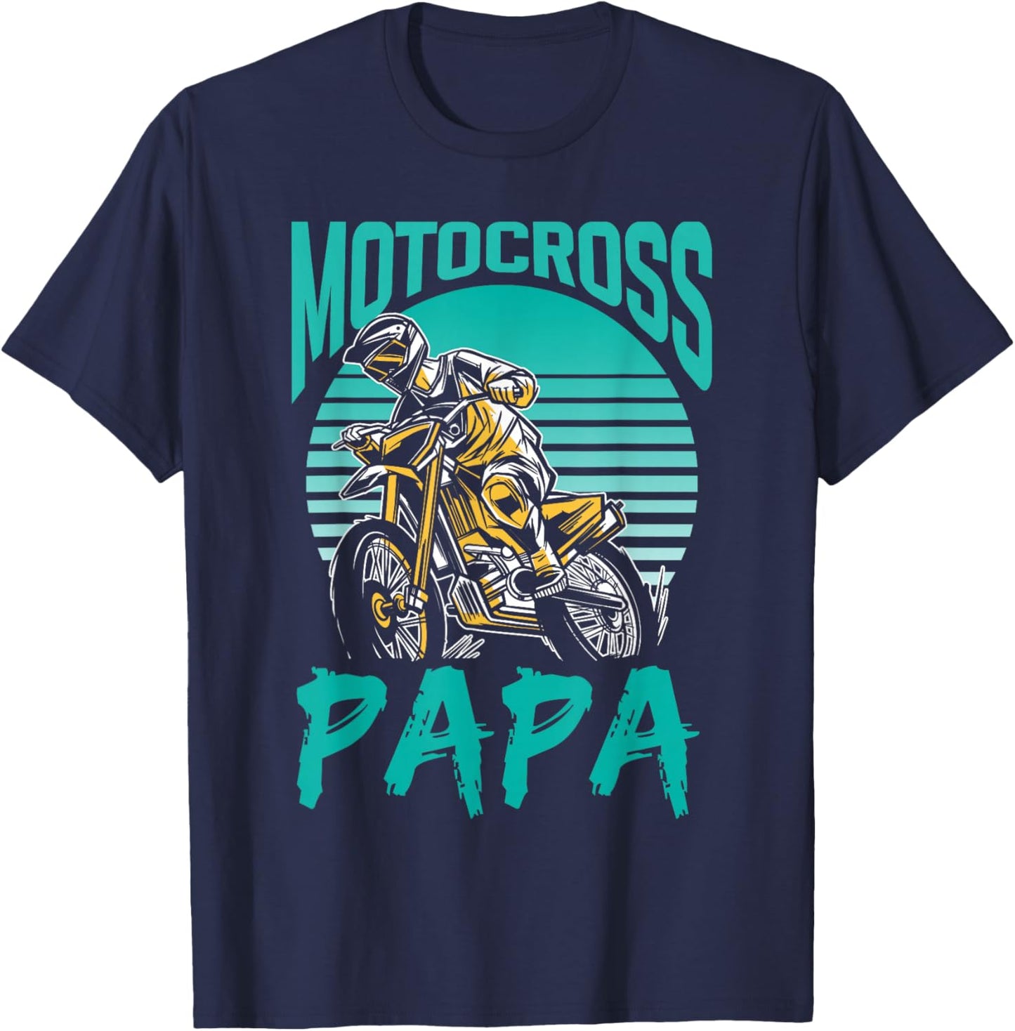 Motocross Papa Riding Biker Rider Dirt Bike Dad Father Daddy T-Shirt - T-Shirt | Navy