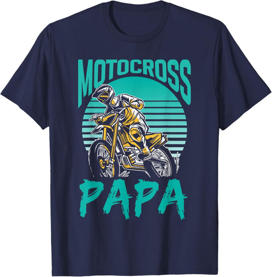 Motocross Papa Riding Biker Rider Dirt Bike Dad Father Daddy T-Shirt - T-Shirt | Navy