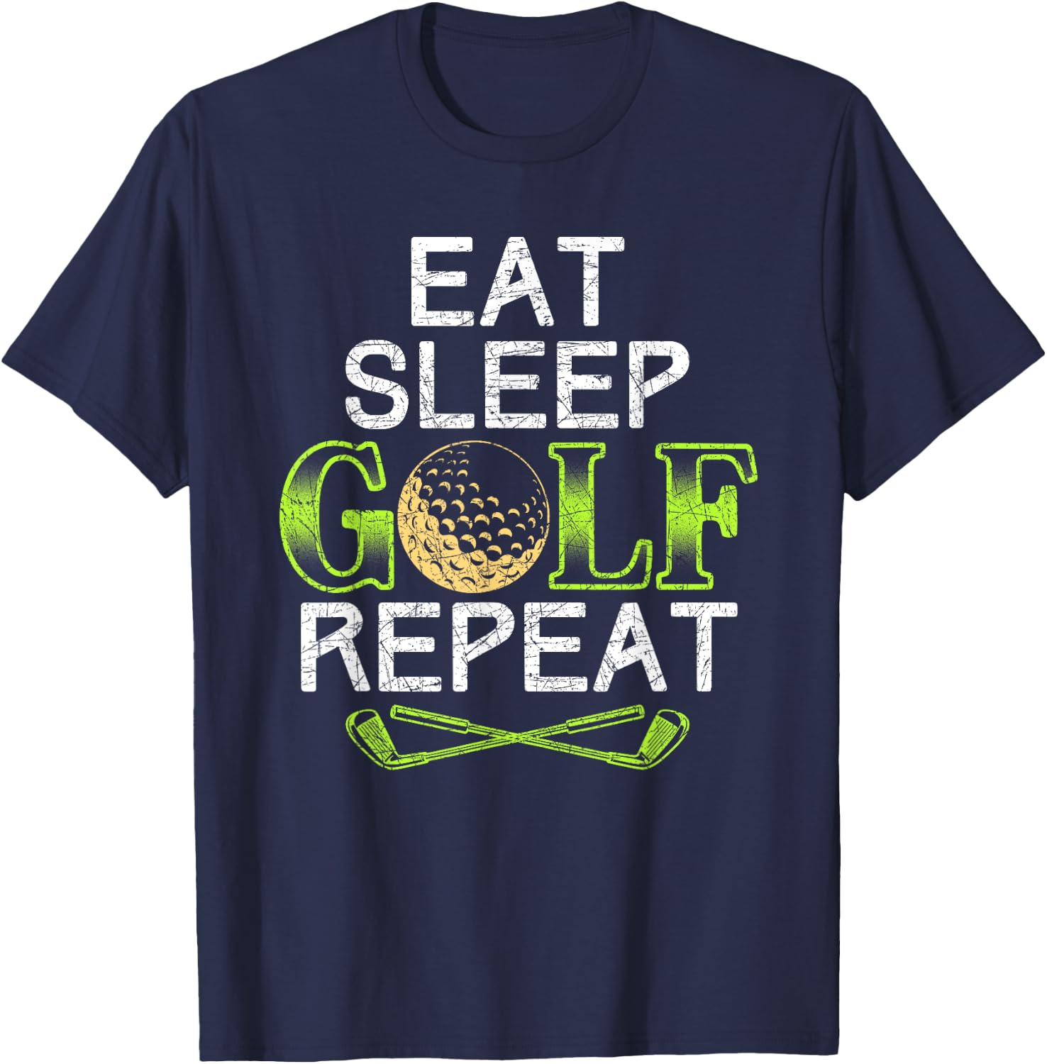 Funny Golfer Gift Eat Sleep Golf Repeat Fathers Day Golf T-Shirt - T-Shirt | Navy