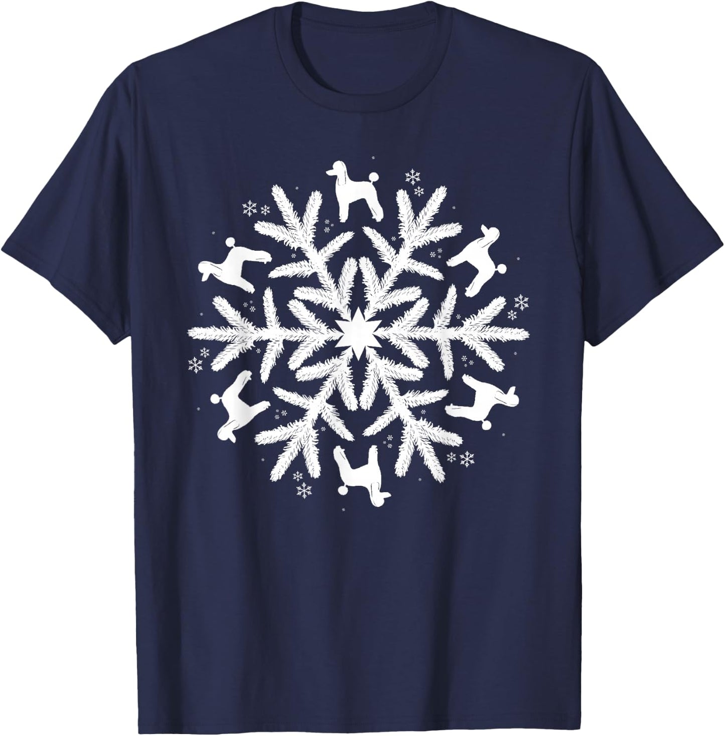 Snowflake Christmas Poodle T-Shirt - T-Shirt | Navy