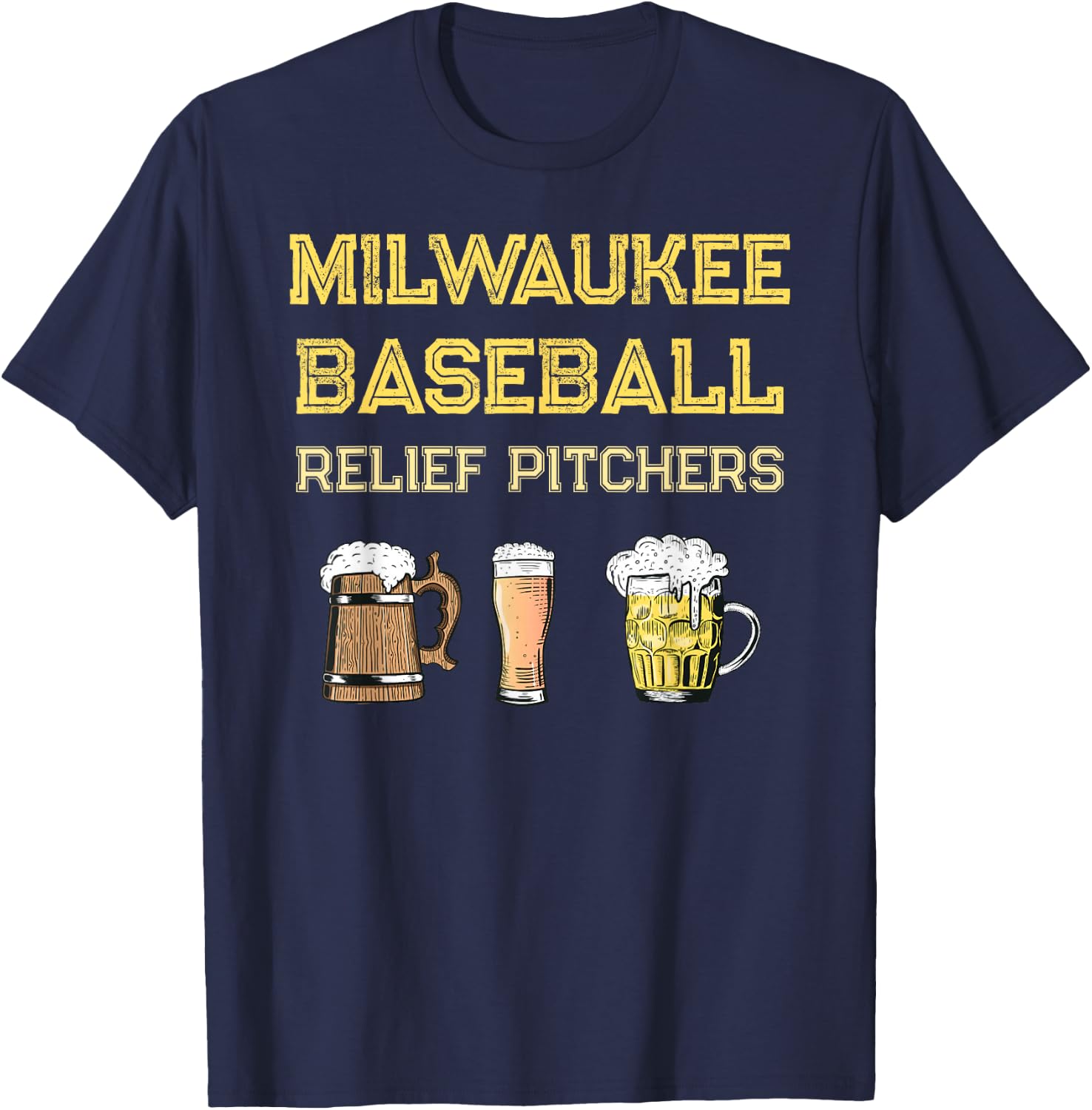 Classic Milwaukee Baseball & Beer Fan Retro Wisconsin T-Shirt - T-Shirt | Navy