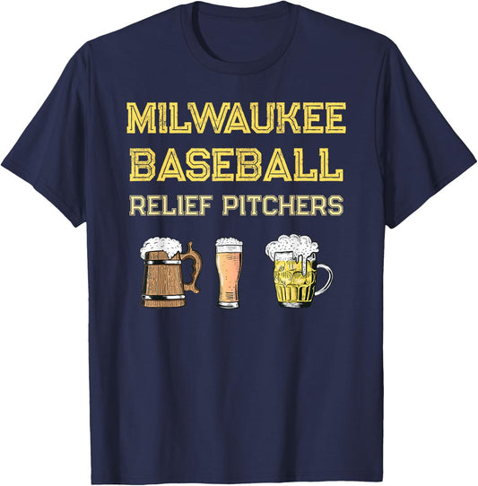 Classic Milwaukee Baseball & Beer Fan Retro Wisconsin T-Shirt - T-Shirt | Navy