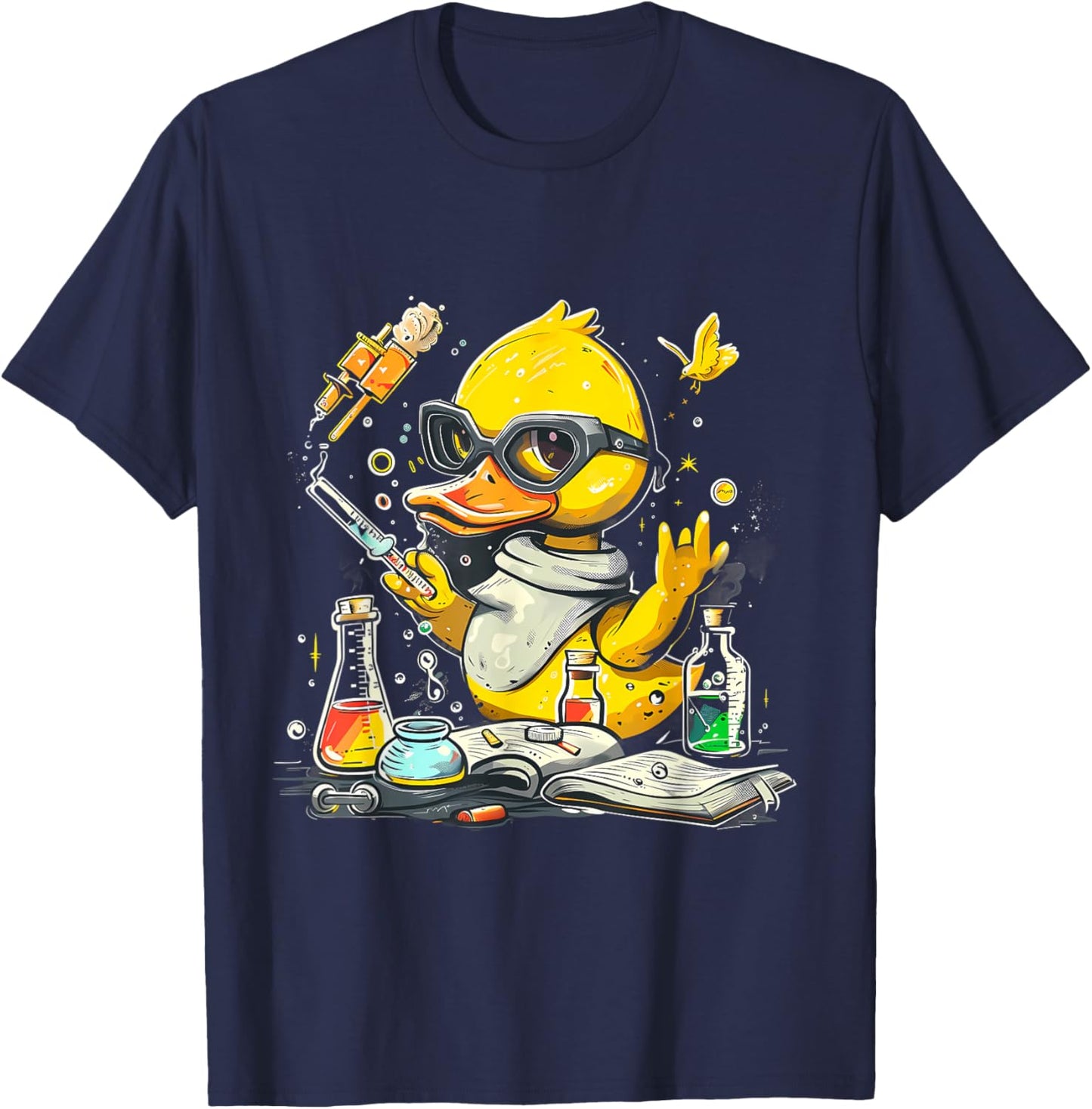 Rubber Duck Science Teacher Rubber Duckie Physics Chemists Men Women Kids T-Shirt - T-Shirt | Navy