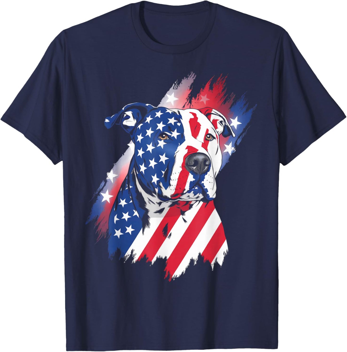 4th Of July American Flag Patriotic Pitbull Terrier T-Shirt - T-Shirt | Navy