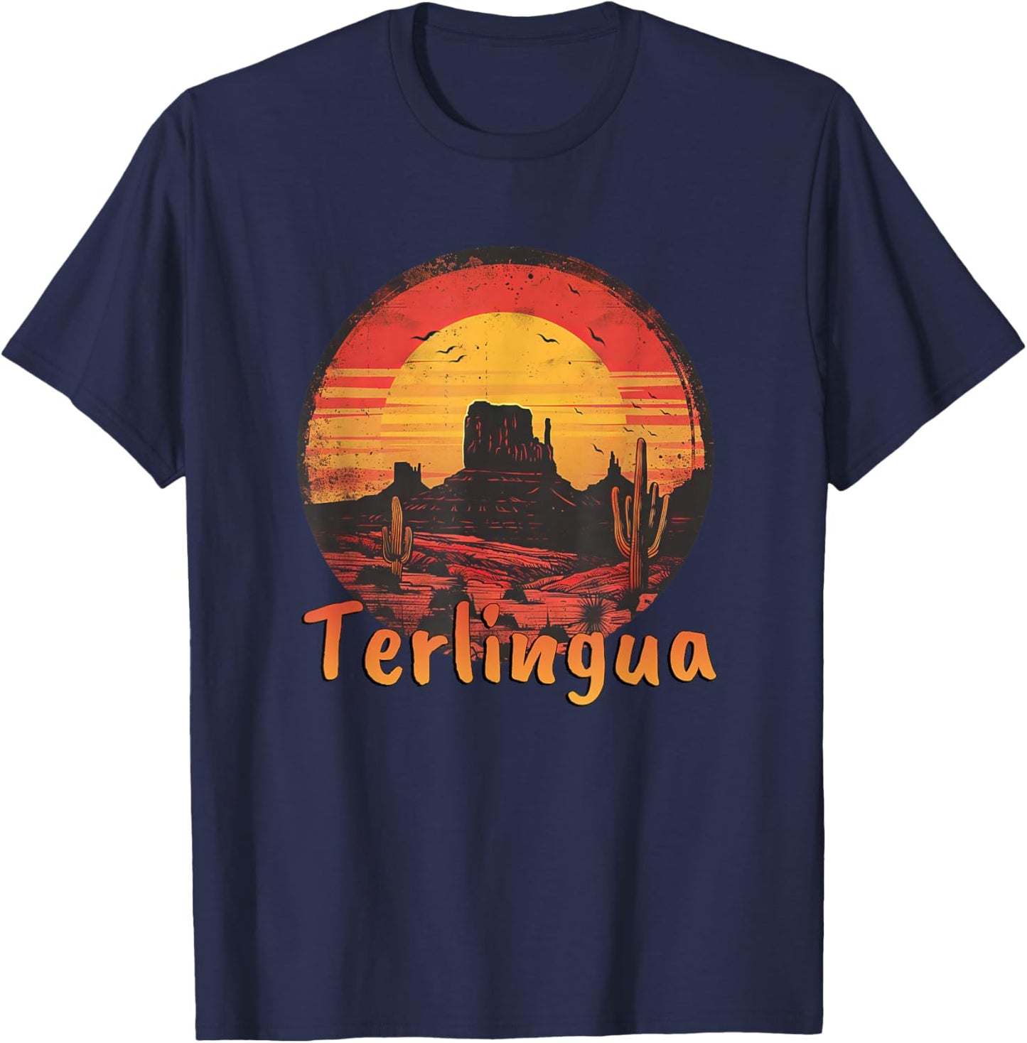 Terlingua Texas Desert Sunset Design T-Shirt - T-Shirt | Navy