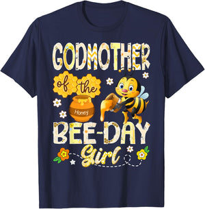 Godmother of The Bee-Day Girl Funny Bee Birthday Girl T-Shirt - T-Shirt | Navy