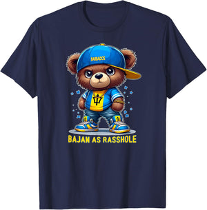 BAJAN AS RASSHOLE Cute Teddy Bear Barbados Flag Souvenir T-Shirt - T-Shirt | Navy