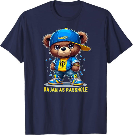 BAJAN AS RASSHOLE Cute Teddy Bear Barbados Flag Souvenir T-Shirt - T-Shirt | Navy