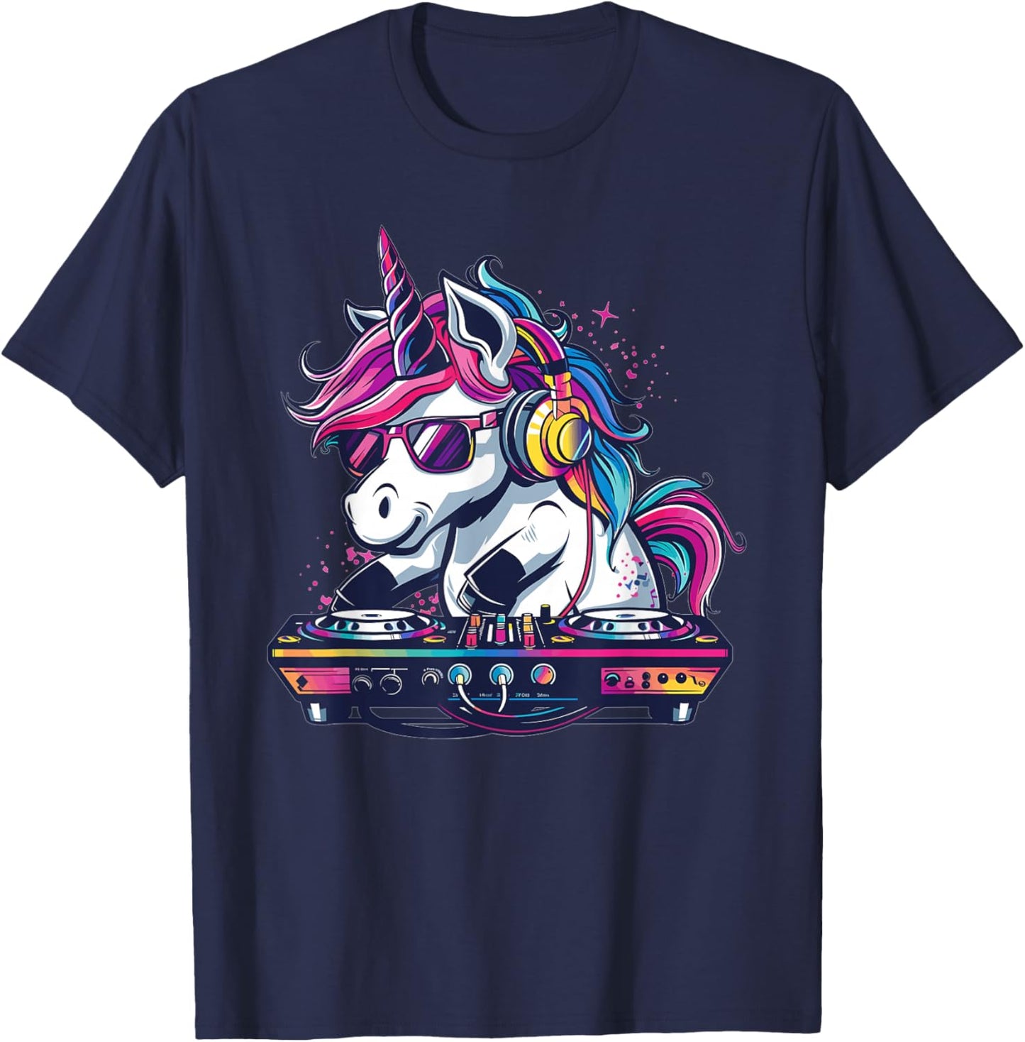 Music DJ Discjockey Art I Kids Deejay -Child Cartoon Themed , Black, Small T-Shirt - T-Shirt | Navy