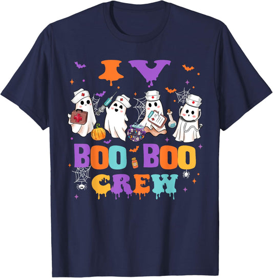IV Nurse Boo Boo Crew Nurse Halloween Squad Nursing T-Shirt - T-Shirt | Navy